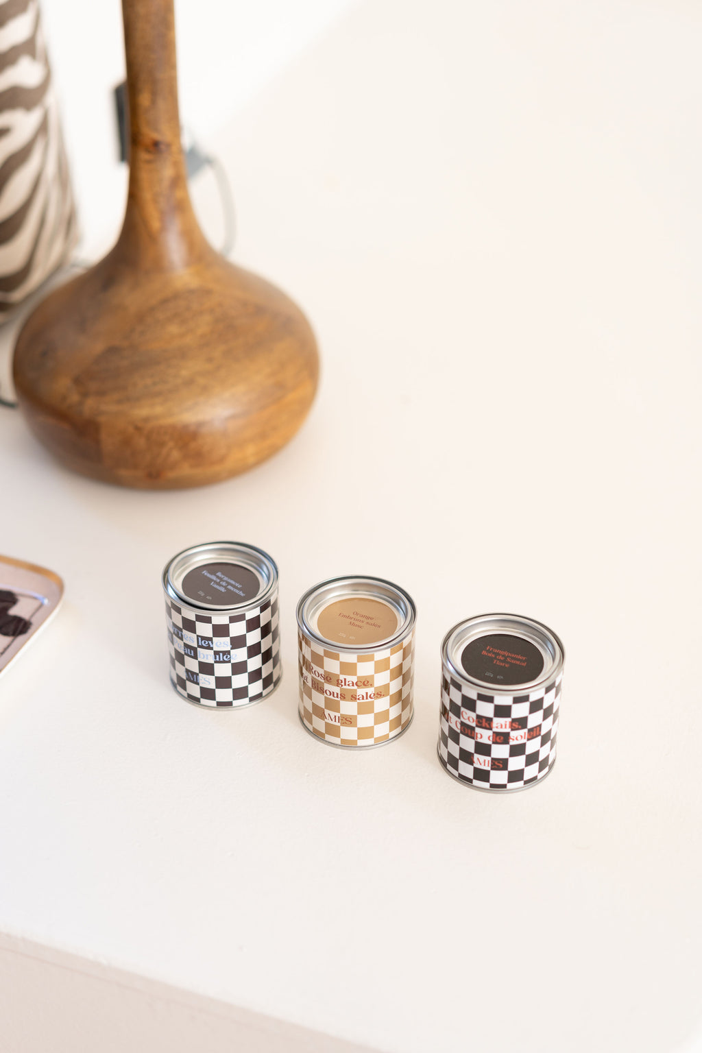 Bougies parfumées à Damiers
